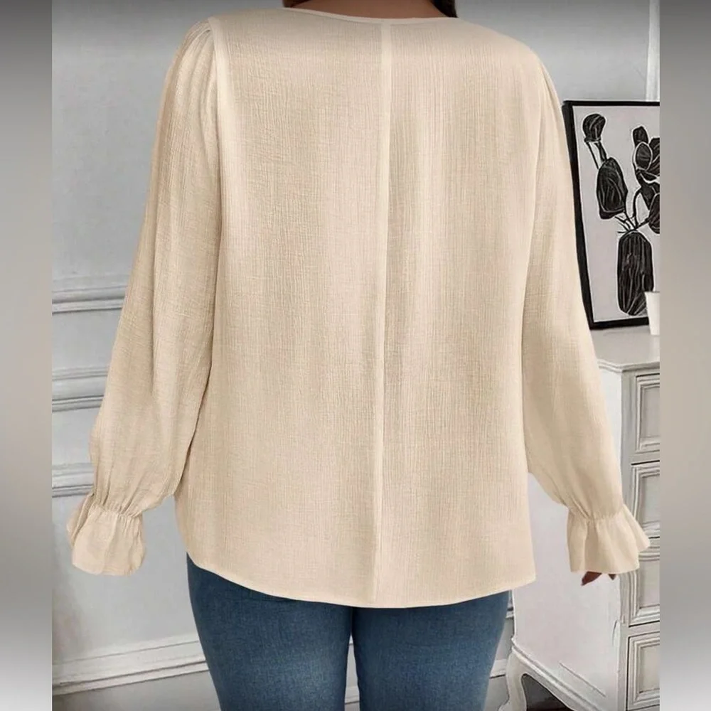 Elegant Cream Lace Trim Women's Top